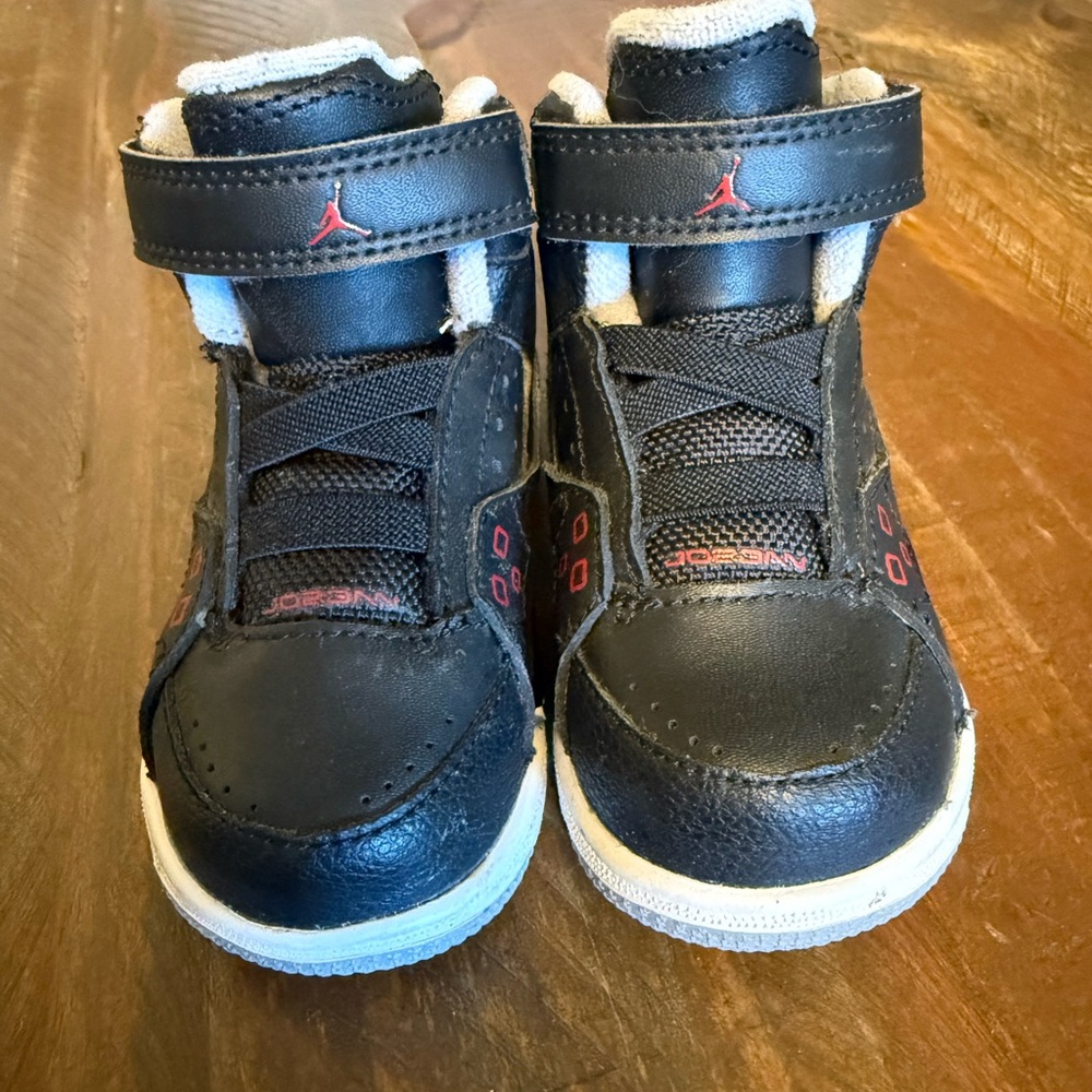 Jordan Black and Red Sneakers with Velcro Strap